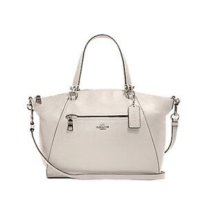 Coach Prairie Satchel Handbag Purse Ivory Beige Pebbled Leather Crossbody 58874